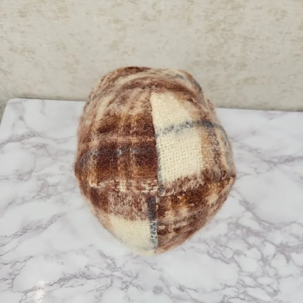The Scotch House Plaid Mohair and Wool Bucket Hat Brown Cream Vintage
